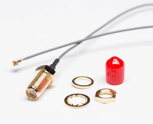 SMA線(xiàn)材(180度前穿墻防塵母座11.4牙)接灰色RF1.13 同軸線(xiàn)配IPEX一代接口